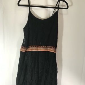 Wet Seal Black Floral Lace Tank Dress with Belt